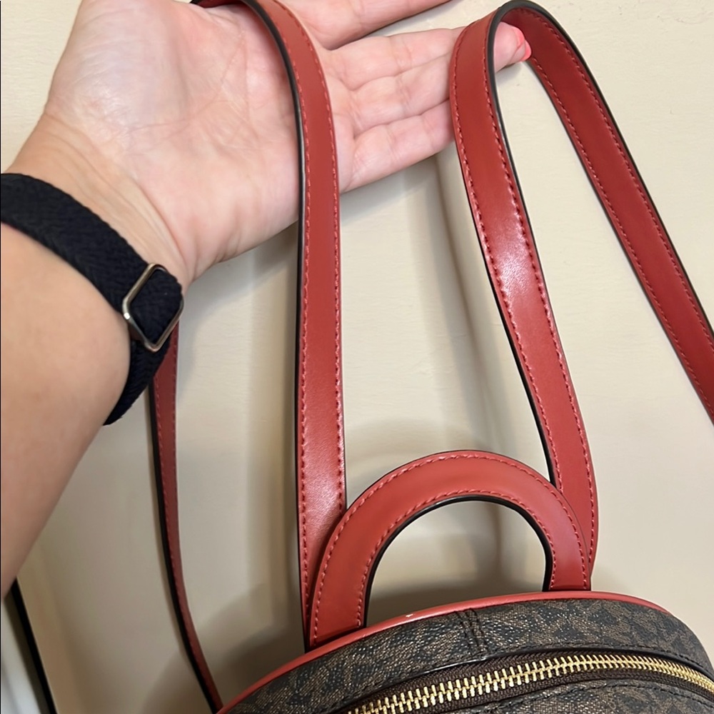 Michael Kors RARE Rhea Signature Backpack w/red snakeskin and MK logo - Picture 11 of 11